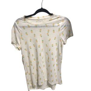 Zoe + Liv Pineapple print Short Sleeve Crew neck T-shirt Women's Small Sheer